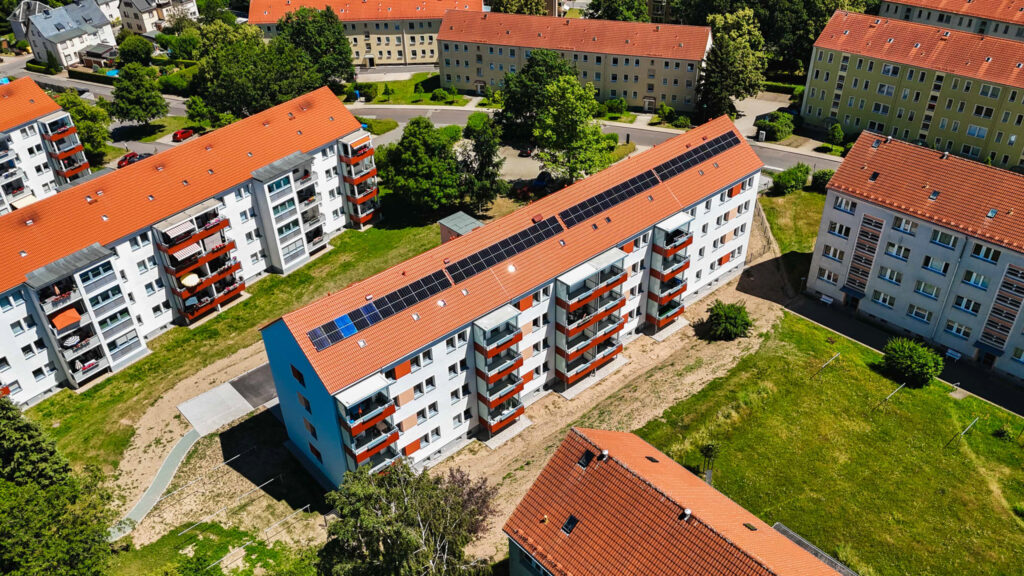 Wohngebiet mit Solar auf dem Dach
