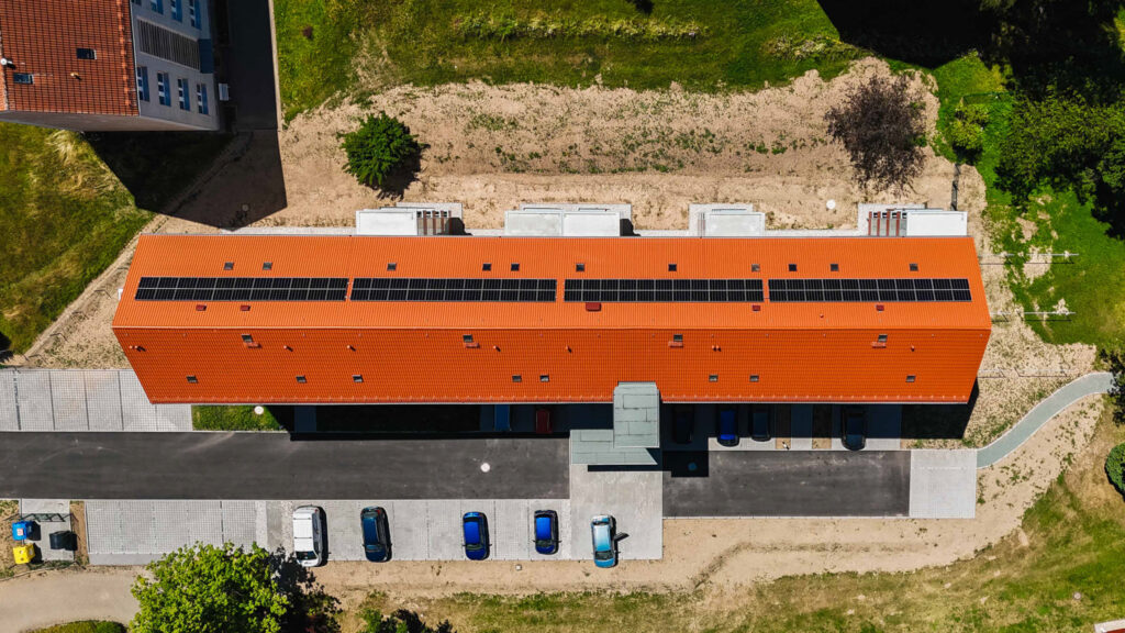 Wohngebiet mit Solar auf dem Dach